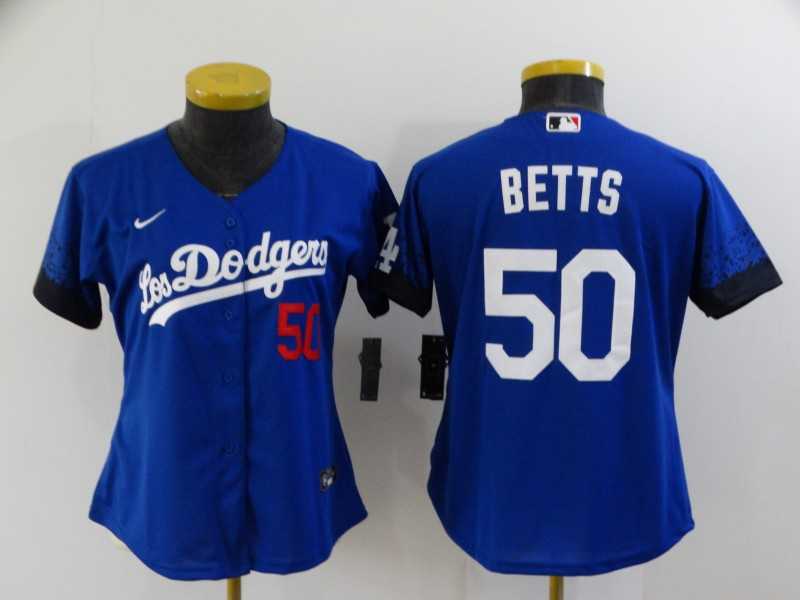 Women Dodgers 50 Mookie Betts Royal 2021 City Connect Cool Base Jersey,We sell and wholesale Women Dodgers 50 Mookie Betts Royal 2021 City Connect Cool Base Jersey on line form chian!